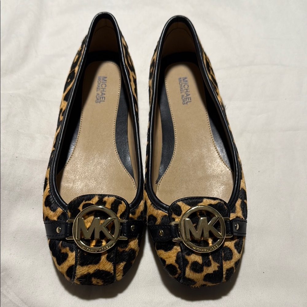 Michael Kors Black and Tan Leopard Fulton Print Loafers